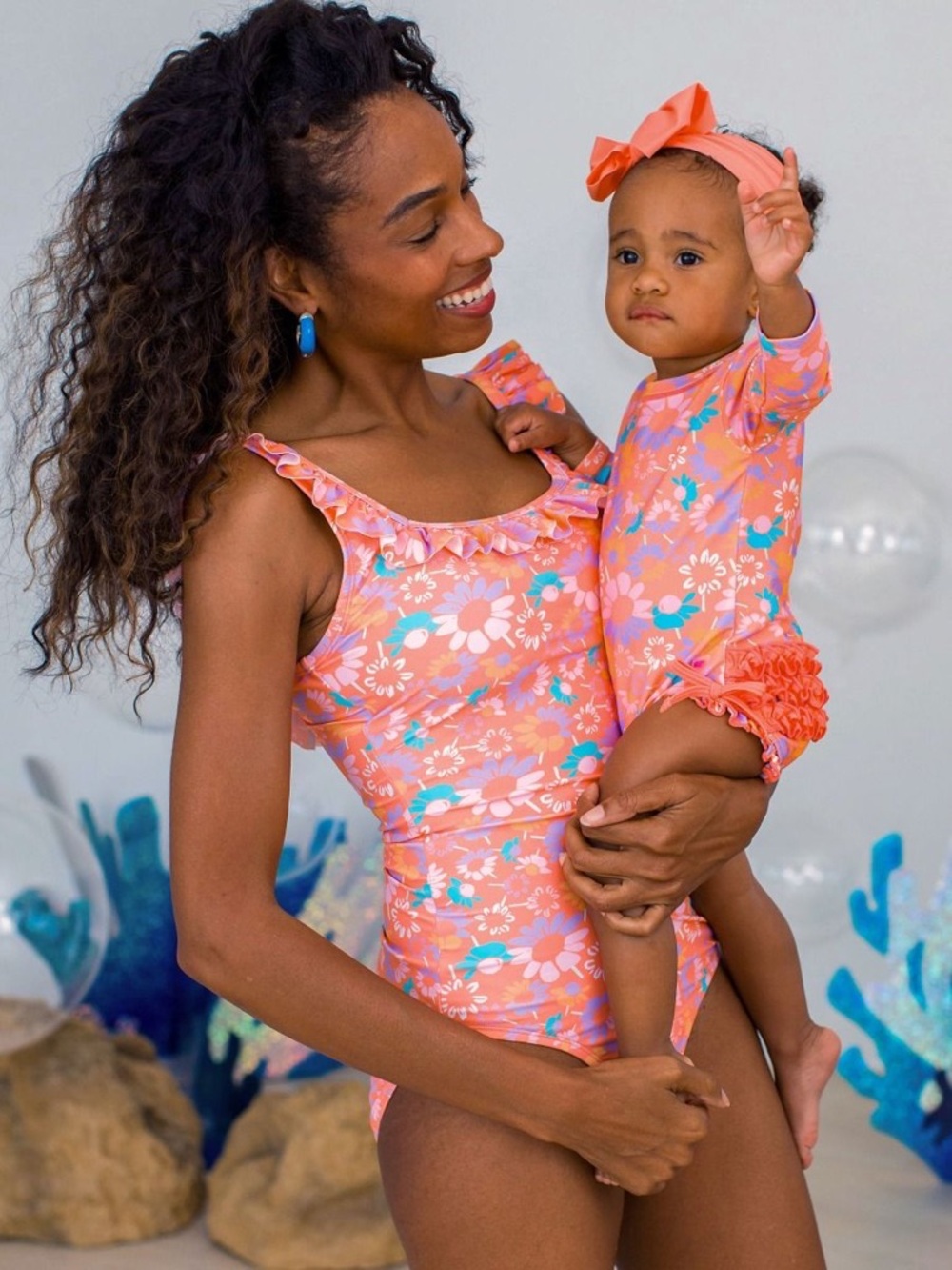 Ruffle Butts Pink Mommy Matching Swimsuits